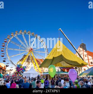 (Copyright Â© Sylvio Dittrich +49 1772156417) Grimma town festival. In the historic old town, the imposing Renaissance town hall stands out as the cen Stock Photo