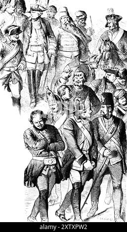 Pardoned Russians after the Battle of Zorndorf 1758, victorious Prussian army against the defeated Russian army, Thirty Years' War, Frederick II, Fred Stock Photo