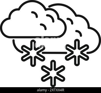 Simple outline icon representing snowing weather with snowflakes falling from the sky Stock Vector