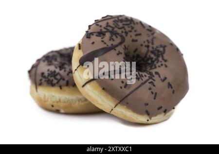 Donuts isolated on white background with a soft shadow (close-up shot) Stock Photo