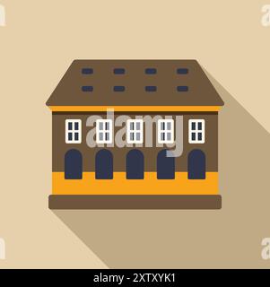 Simple and colorful icon of a town hall building with a long shadow Stock Vector