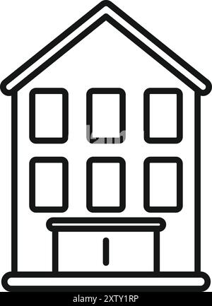 Simple line drawing icon of an apartment building with many windows Stock Vector