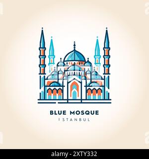 Minimal Vector Illustration of Blue Mosque Stock Vector Image & Art - Alamy