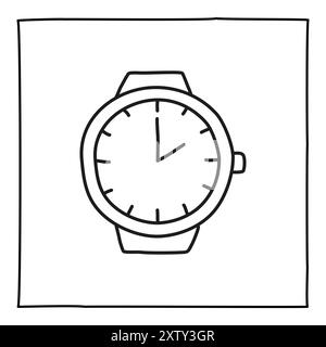 Doodle wall clock watch icon Stock Vector