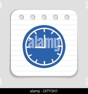 Doodle Wall Clock icon, blue pen hand drawn infographic symbol on a notepaper piece Stock Vector