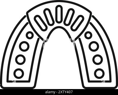 Simple line icon representing a mouth guard, essential piece of equipment for contact sports Stock Vector