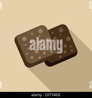 Two chocolate brownies stacked on top of each other with chocolate chips on top Stock Vector