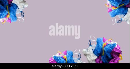A pile of empty garbage bags of different colors. Waste sorting and ...