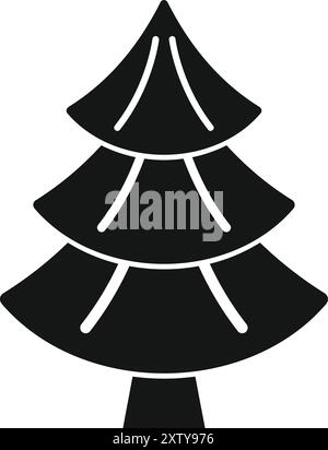 Simple black vector icon of a coniferous tree, perfect for representing nature, forests, or christmas themes Stock Vector