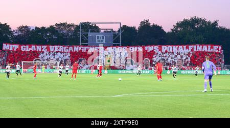 Ulm, Germany. 16th Aug, 2024. FCB fan choreoin the match SSV ULM - FC BAYERN MUENCHEN DFB-Pokal, German Football Cup, 1.round on Aug 16, 2024 in Ulm, Germany. Season 2024/2025 Photographer: ddp images/star-images - DFB REGULATIONS PROHIBIT ANY USE OF PHOTOGRAPHS as IMAGE SEQUENCES and/or QUASI-VIDEO - Credit: ddp media GmbH/Alamy Live News Stock Photo