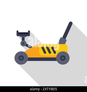 Illustration of a yellow hydraulic trolley jack with a long shadow, perfect for automotive and engineering themes Stock Vector