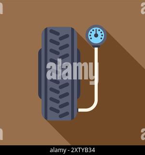 Tire pressure gauge is being used to inflate a tire, ensuring optimal performance and safety Stock Vector