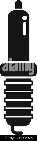 Simple black and white vector icon of a spark plug, ideal for projects related to automotive and mechanics Stock Vector