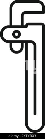 Simple black and white line drawing of an adjustable wrench, a common tool used in plumbing and other manual trades Stock Vector