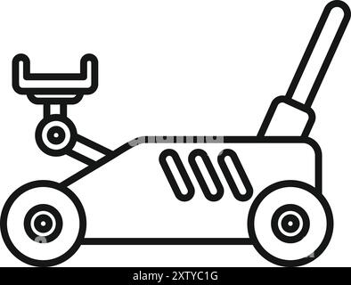 Hydraulic car jack lifting platform raising vehicle for repairing at service station, outline icon style Stock Vector