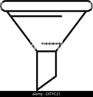 Simple line art icon of a kitchen funnel, ideal for representing concepts like filtering, pouring, or funneling Stock Vector