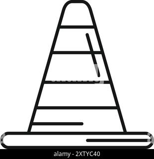 Simple line art icon of a reflective traffic cone used for road work safety Stock Vector