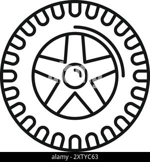 Simple vector icon of a car wheel with tire, perfect for any project related to automotive or transportation Stock Vector