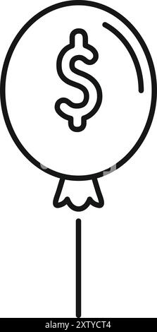 Line art icon of a balloon showing a dollar sign, representing business success Stock Vector