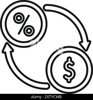 Simple vector showing the concept of compound interest with money converting into a percentage Stock Vector