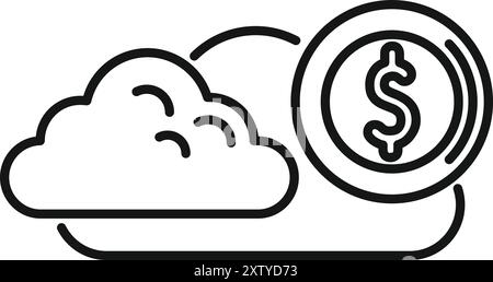 This icon represents cloud computing costs, data storage fees, and online expenses Stock Vector