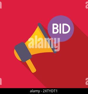 Illustration of a megaphone announcing a bid, perfect for representing online auctions Stock Vector