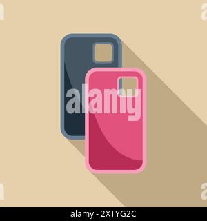 Black and a pink smartphone case are laying on a surface Stock Vector