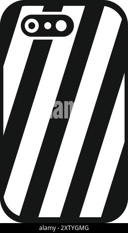 Smartphone case showcasing a striking black and white striped pattern, adding a touch of style and protection Stock Vector