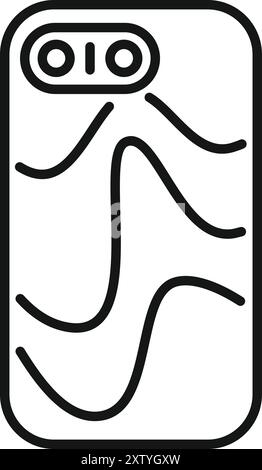 Simple line icon of a smartphone back case featuring a minimalist wavy lines design Stock Vector