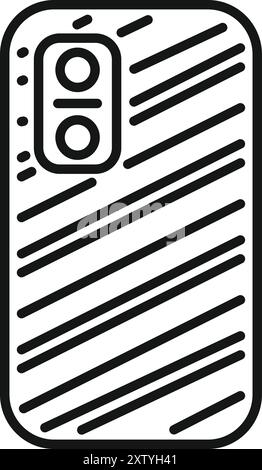 Hand drawn doodle style vector illustration of the back of a smartphone case with a striped design Stock Vector