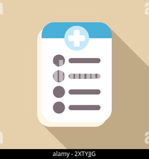 Medical record checklist with check marks and plus sign showing health insurance Stock Vector