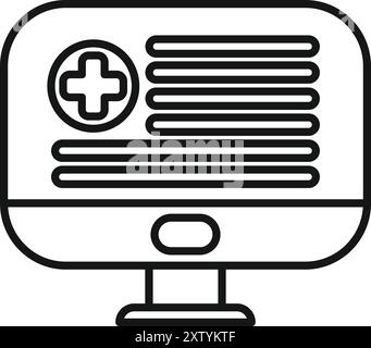 Computer screen displaying online medical records, representing digital health information and access Stock Vector
