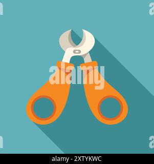 Pliers with orange handles lying on a blue background, tool concept Stock Vector