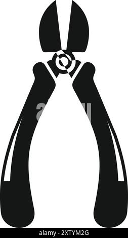 Black silhouette of secateurs, a tool for cutting through stems and branches Stock Vector
