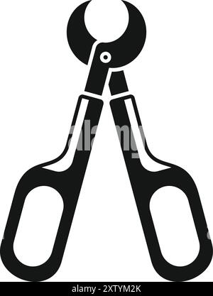Black silhouette icon of secateur isolated on white background, gardening tool with sharp blades for cutting tree branches Stock Vector