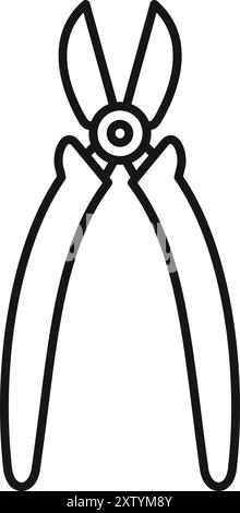 Gardening secateurs icon representing cutting branches and trimming Stock Vector