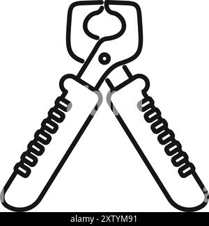 Black and white line art of an electrician tool with ergonomic handles Stock Vector