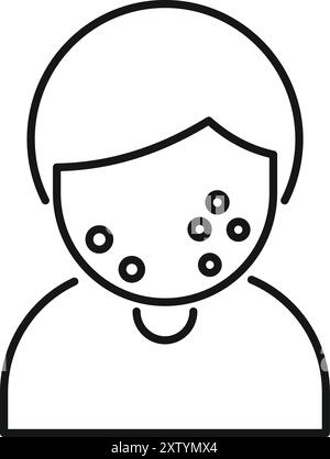 Line icon of a person with chickenpox, showing the characteristic rash Stock Vector