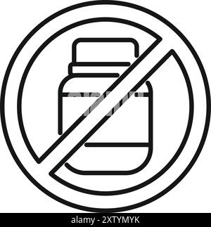 Prohibition sign crossing out a jar, representing the concept of drug restriction Stock Vector