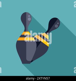Two bowling pins are standing tall and ready to be knocked down for a strike Stock Vector