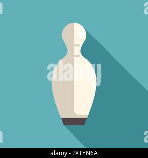 White bowling pin is casting a long shadow on a blue background Stock Vector