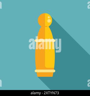 Golden skittle standing in front of a blue background, casting a long shadow Stock Vector