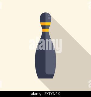 Minimalist flat design bowling pin casting a shadow Stock Vector