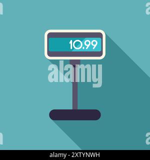 Digital price tag showing the amount of 10.99 dollars in a retail store Stock Vector