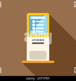 Interactive information kiosk displaying a menu with buttons, providing easy access to information and services Stock Vector