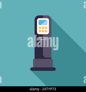 Parking meter accepting contactless payment using nfc technology with a digital display and buttons Stock Vector