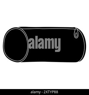 Black silhouette of cylinder pencil case, glyph icon flat vector illustration Stock Vector