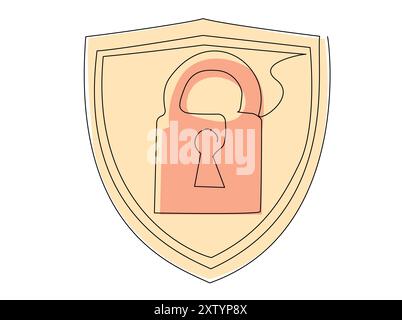 Simple Illustration of a Shield With a Lock Symbolizing Security and Protection for Digital Assets Stock Vector