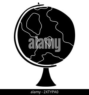 Black silhouette of globe on stand, glyph icon flat vector illustration Stock Vector