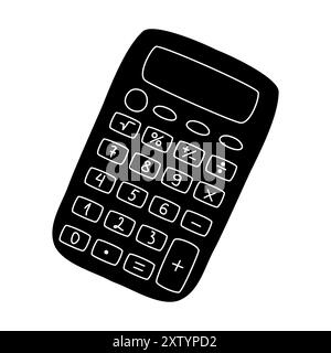 Black silhouette of electronic calculator, glyph icon flat vector illustration Stock Vector